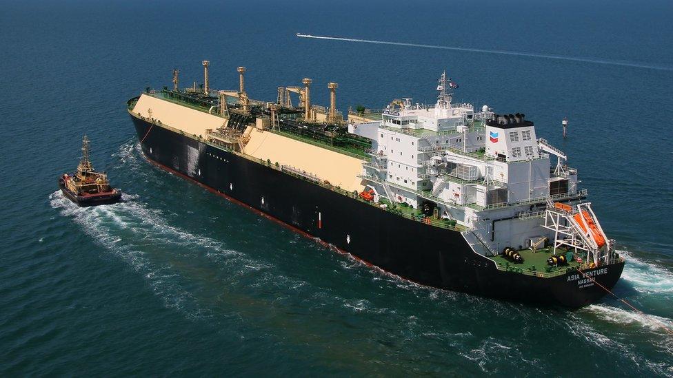 A Chevron Wheatstone LNG cargo ship departs Western Australia for Japan.