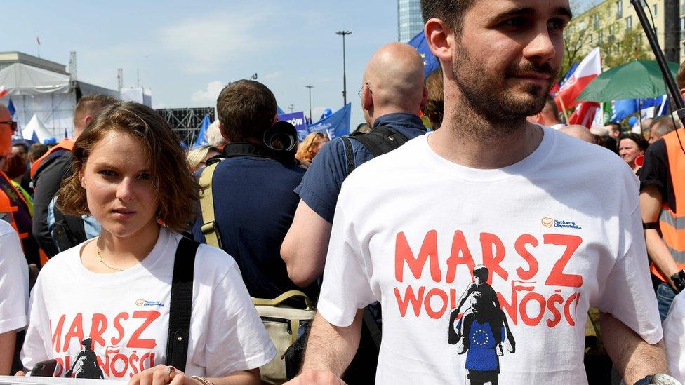 Marchers in Warsaw