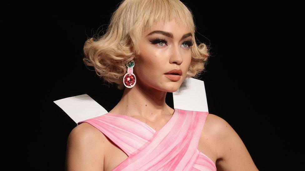 Gigi Hadid on the catwalk during Milan Fashion Week