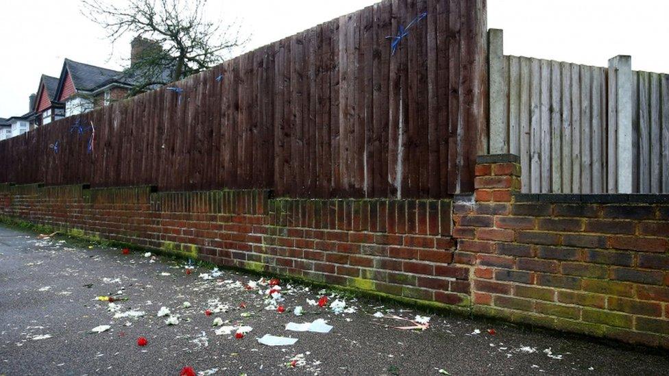 Fence of tributes to Henry Vincent