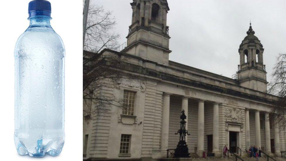 Water bottle and Cardiff Crown Court