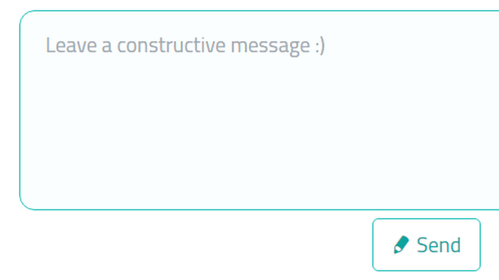 Text box which says 'Leave a constructive message :)'