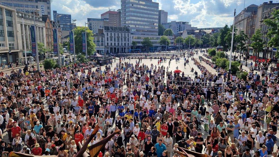 The crowd at the start of the vigil