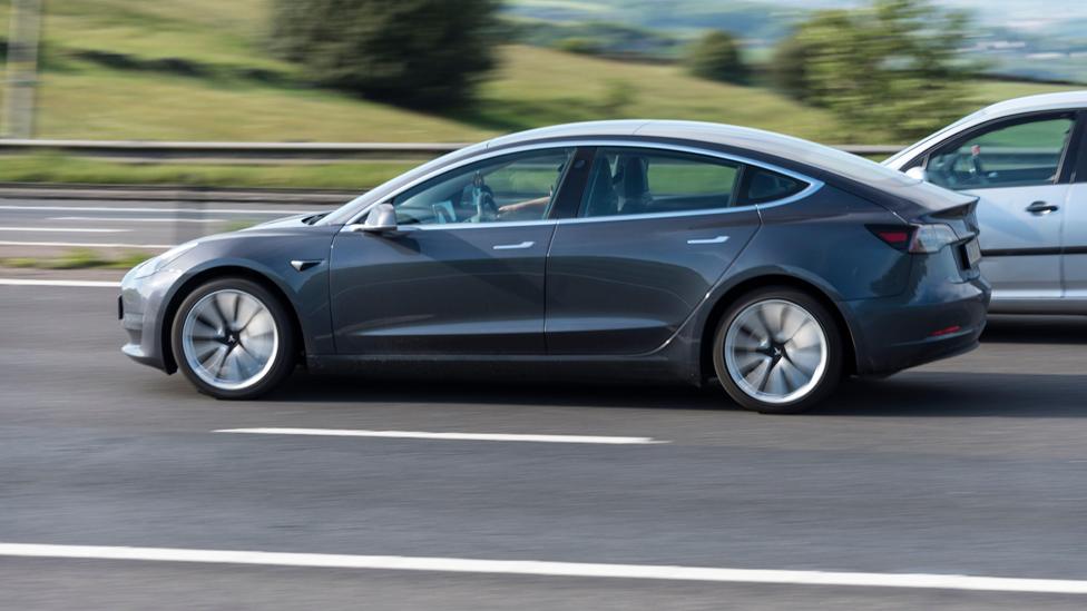 Electric car on a motorway