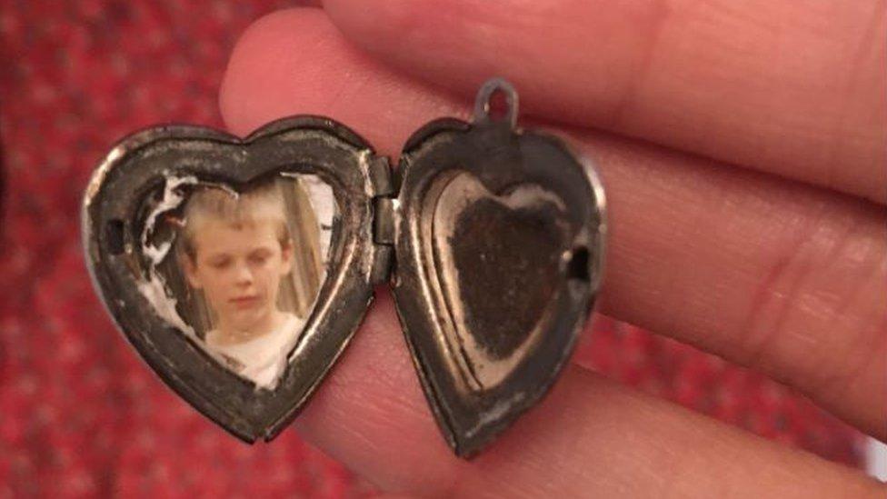 The locket Fiona Leahy found in Oxfam which contains a photo of a young boy