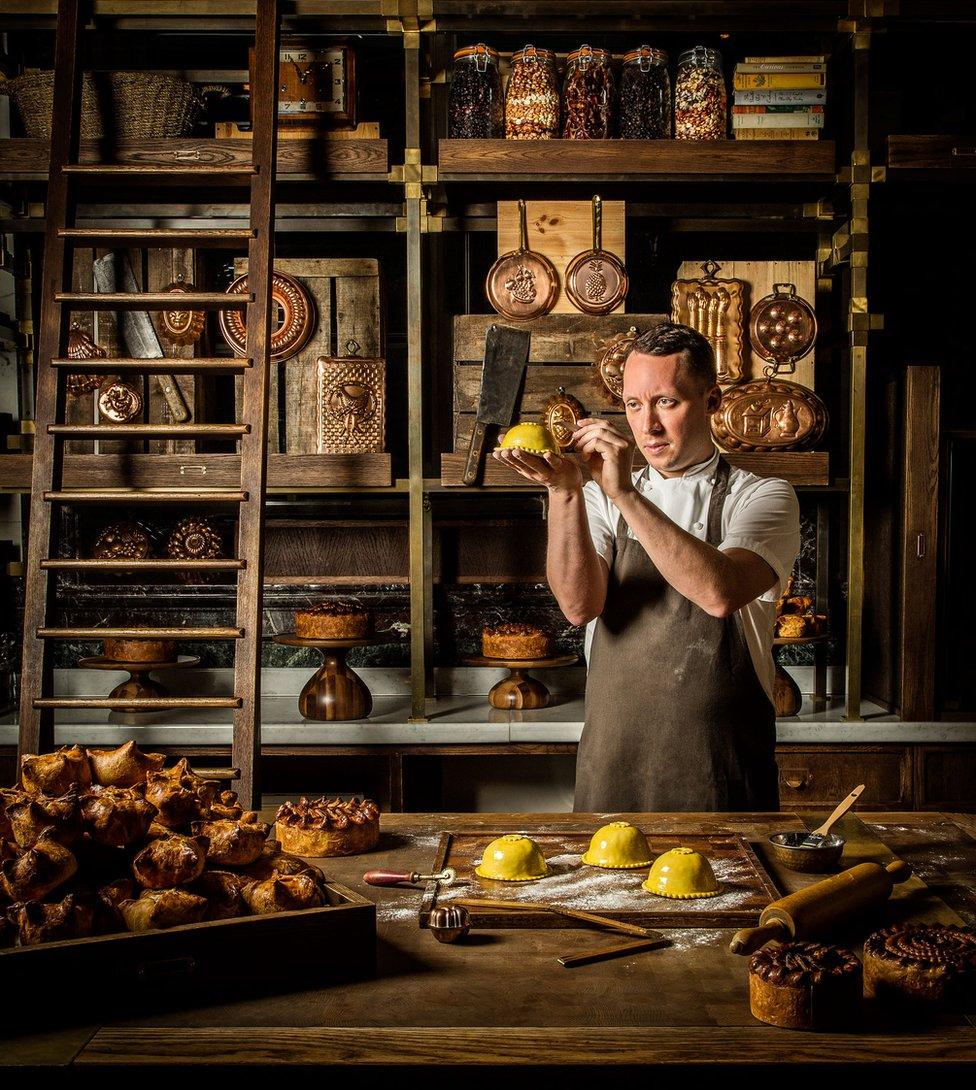 Chef Calum Franklin creating pies in his pie room