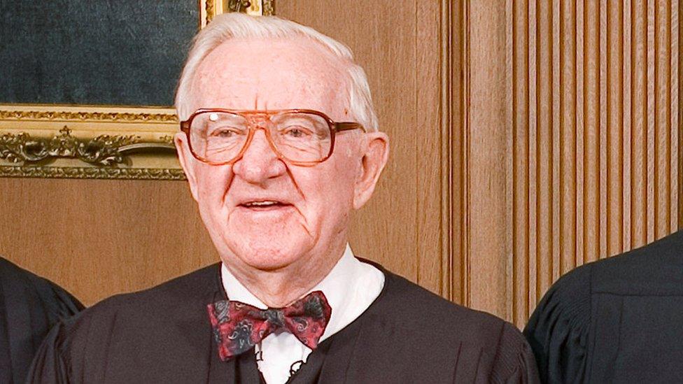 FILE PHOTO: Justice John Paul Stevens in the Chief Justice"s Conference Room at the Supreme Court in Washington