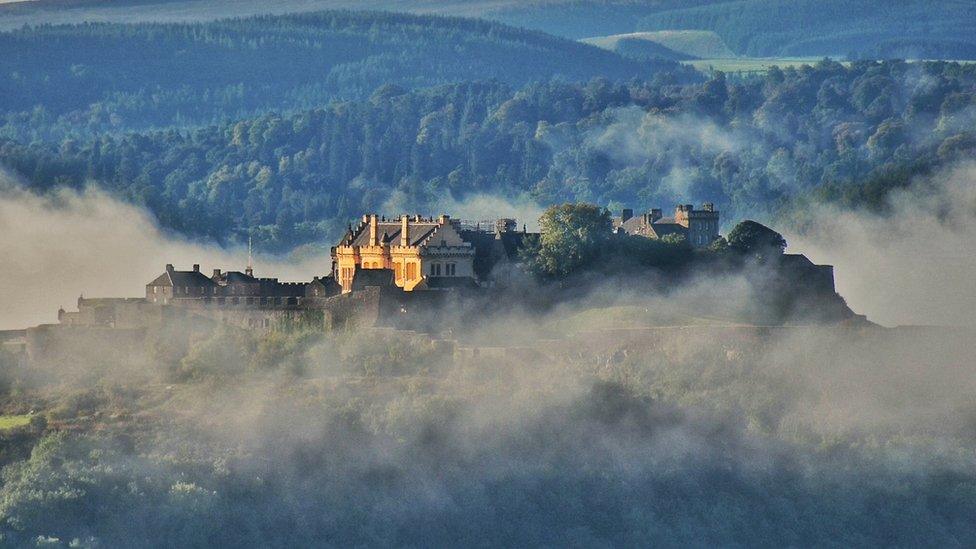 This is Stirling Castle rising up through the early morning mist.