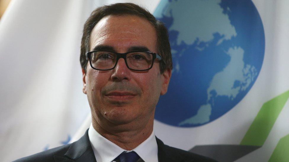 United States Secretary of the Treasury Steven Mnuchin stands for the official photo of delegates during the G7 Finance Ministers Summit in Whistler, British Columbia, Canada, June 1, 2018.