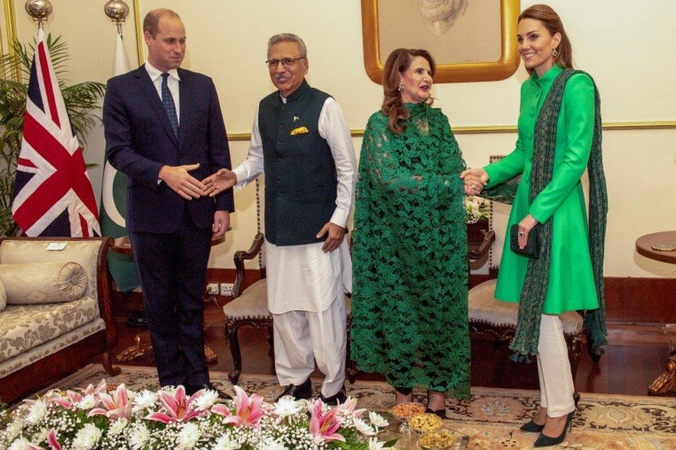 Cambridges with Pakistan's President Arif Alvi and First Lady, Samina Alvi