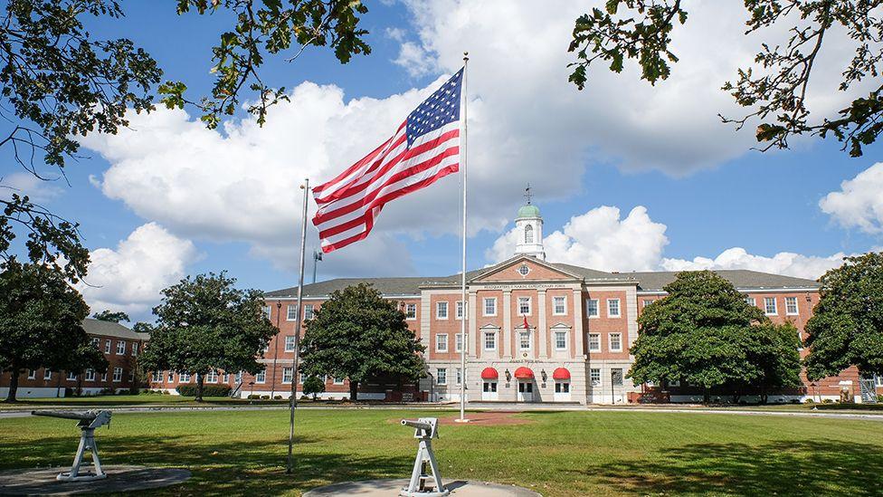 US flag flies outside Camp Lejeune HQ