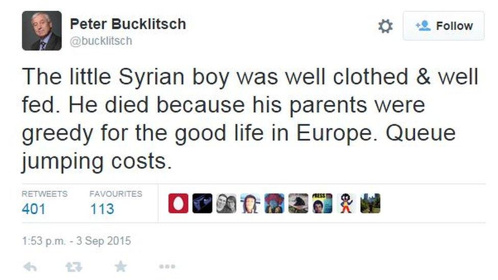 Tweet by Peter Bucklitsch