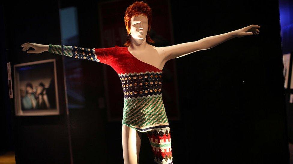 A costume designed by Japanese designer Kansai Yamamoto for David Bowie's Ziggy Stardust character