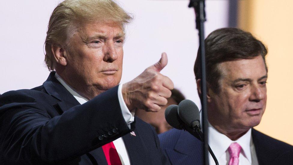 Donald Trump with Paul Manafort at the Republican Convention in July 2016