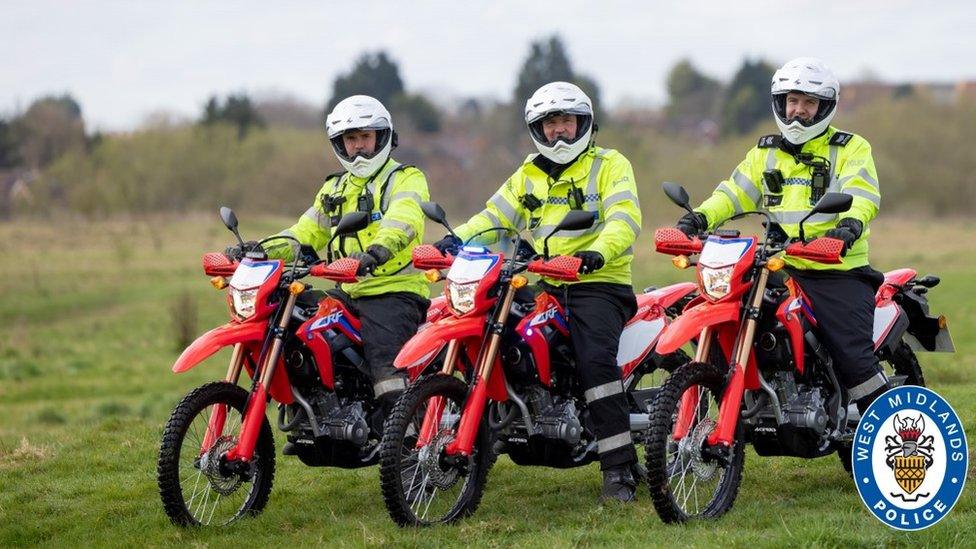 Police on off-road bikes