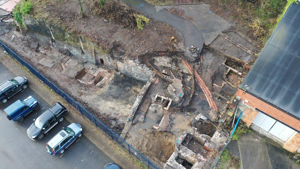 The remains of an 1840s cast house and 1828 rolling mill foundations