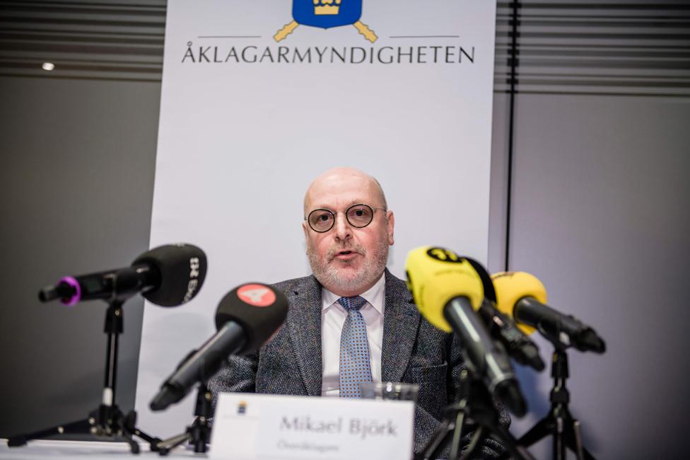 The director of the Swedish Public Prosecution Mikael Bjork gives a press conference in Stockholm, Sweden, on December 11, 2018, to comment on the announcement that crime investigation against former Karolinska Institute surgeon, visiting professor and researcher Paolo Macchiarini was resumed.