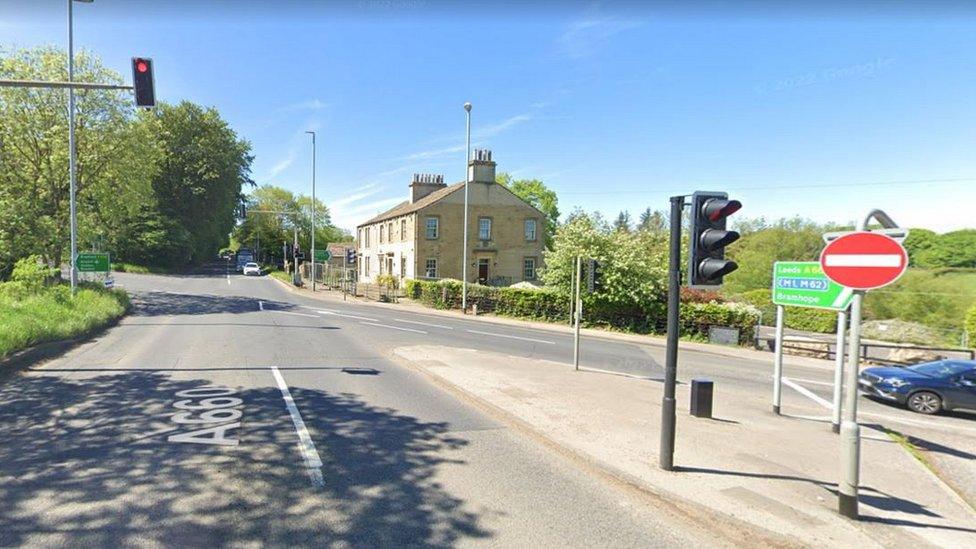 The Dyneley Arms junction of the A660 and the A658