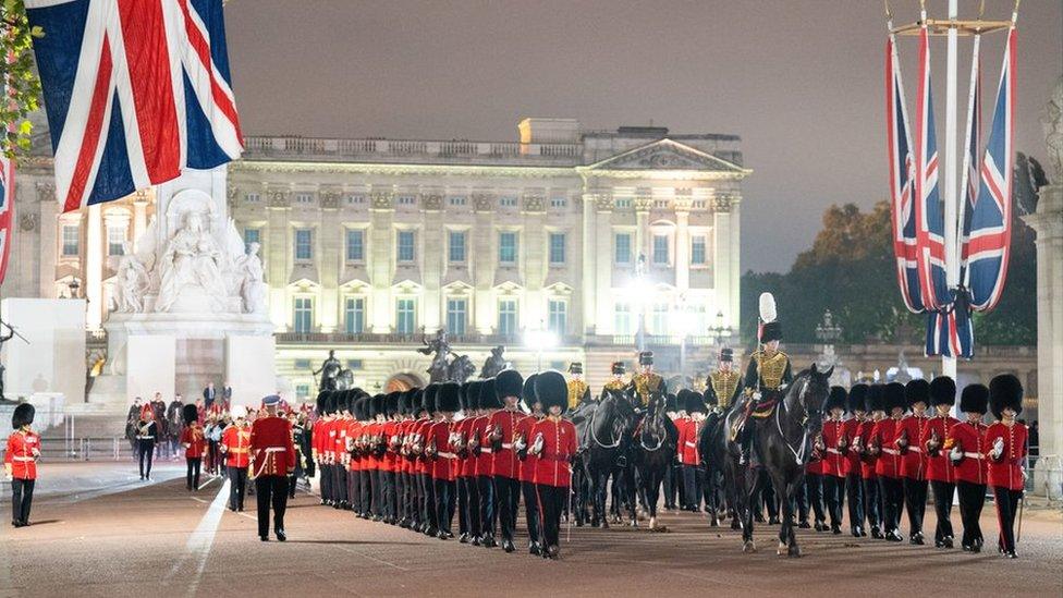 Rehearsal for the procession of the Queen's coffin