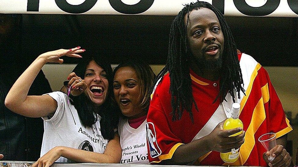 Wyclef Jean on float in 2003