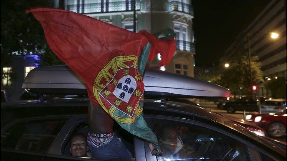 Portuguese supporters celebrate in Lisbon