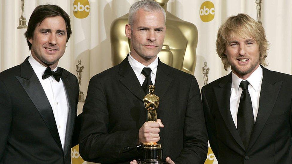 Martin McDonagh, winner Best Live Action Short Film for Six Shooter, with presenters Luke Wilson (left) and Owen Wilson (right)