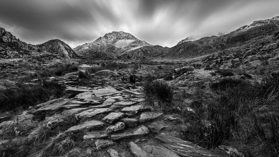 Snow-capped Tryfan in Snowdonia, taken by Stephen Morris