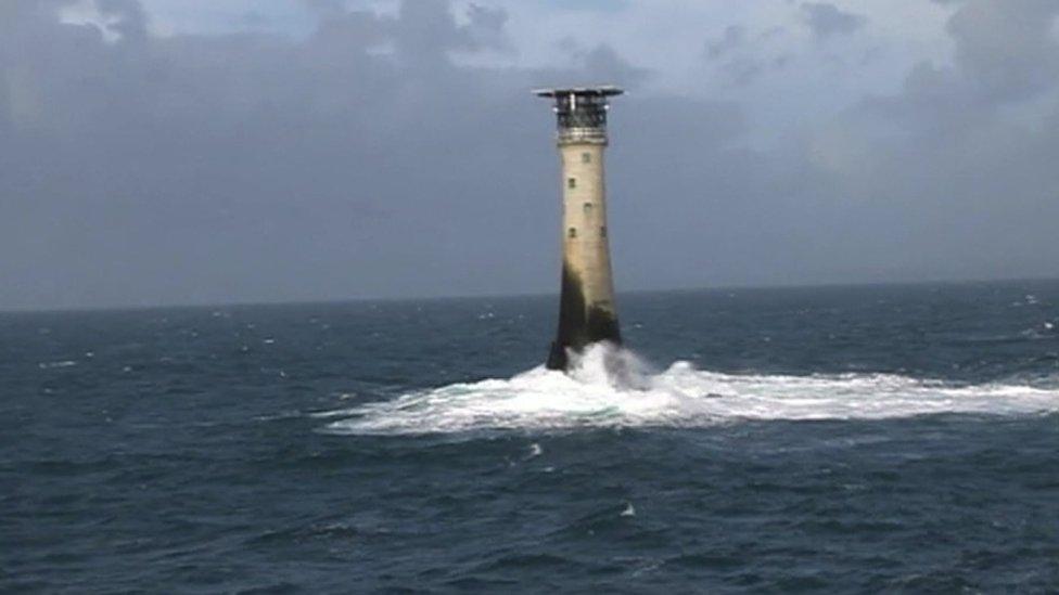 Wolf Rock, off Land's End, in Cornwall