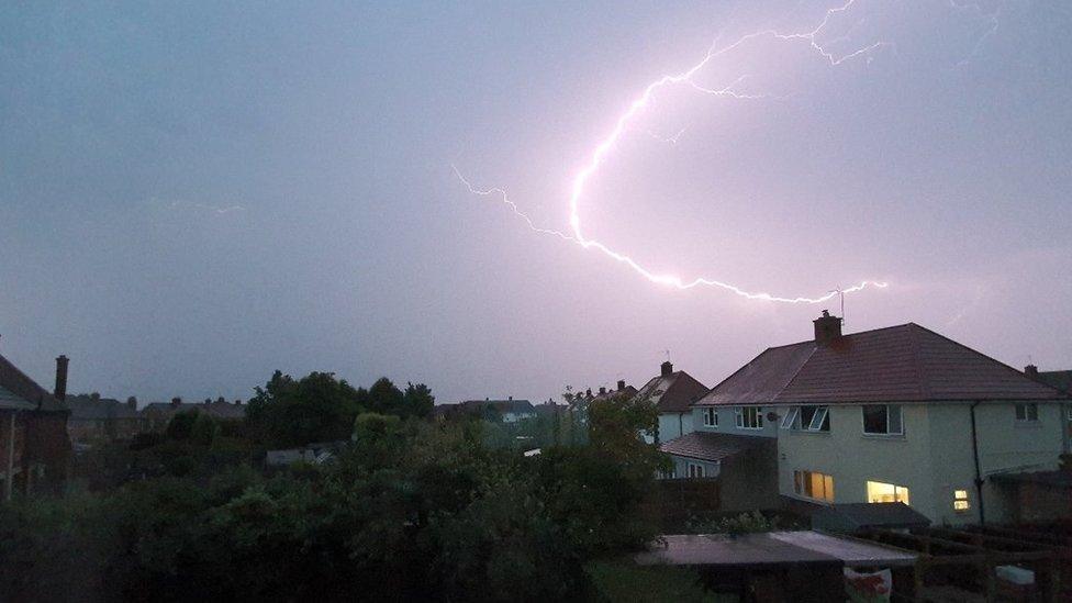 Lightning in Hinckley, Leicestershire