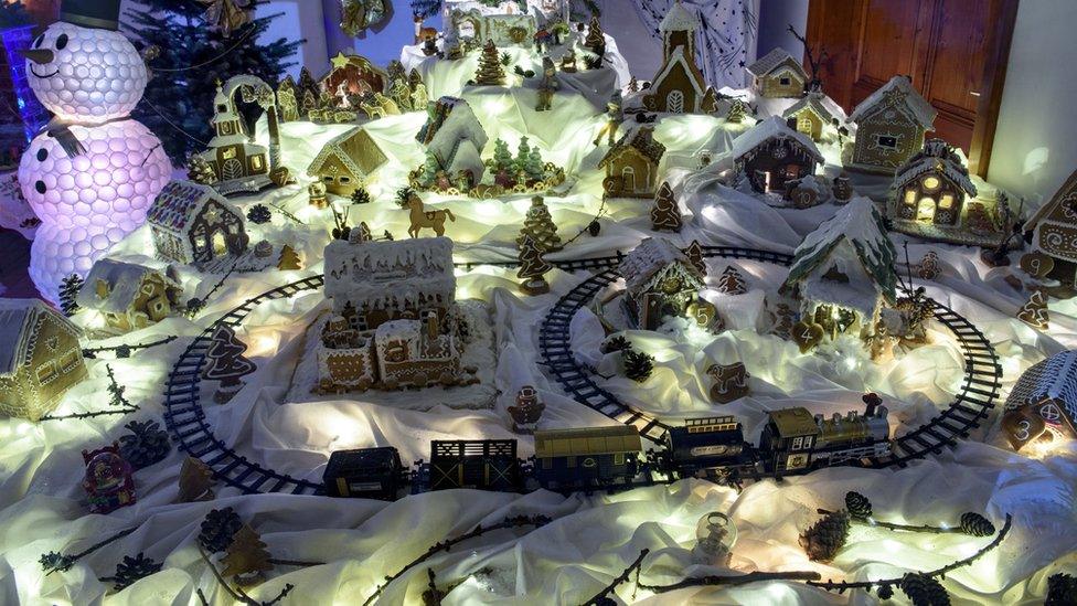 Village made out of gingerbread.