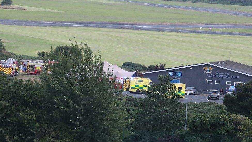 Fire engines and ambulances responded to the crash in Newtownards