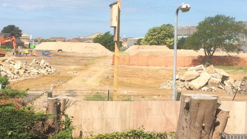 Rubble piles at the former HMS Daedalus site