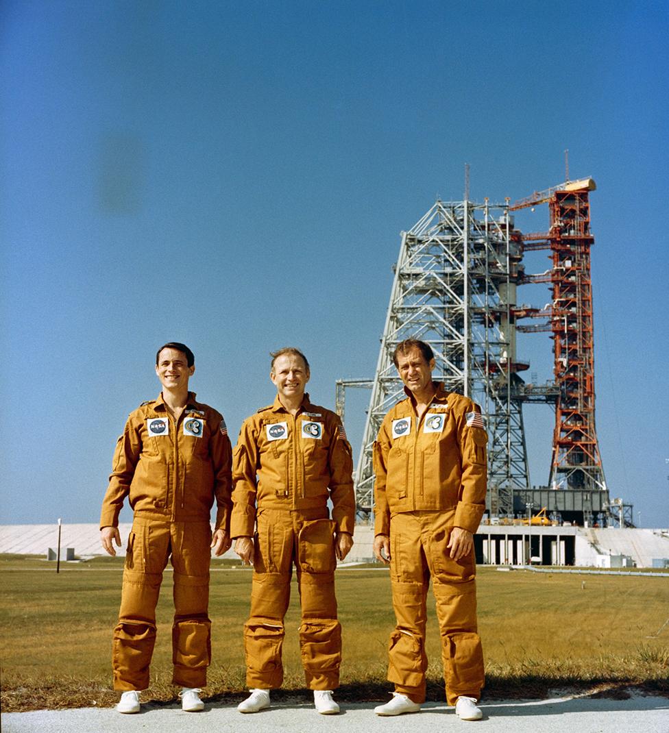 The Skylab 4 crew - Ed Gibson (left), Gerald Carr and William Pogue