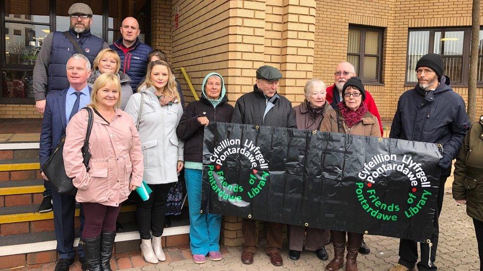 Protest against library closure plan by Neath Port Talbot Council