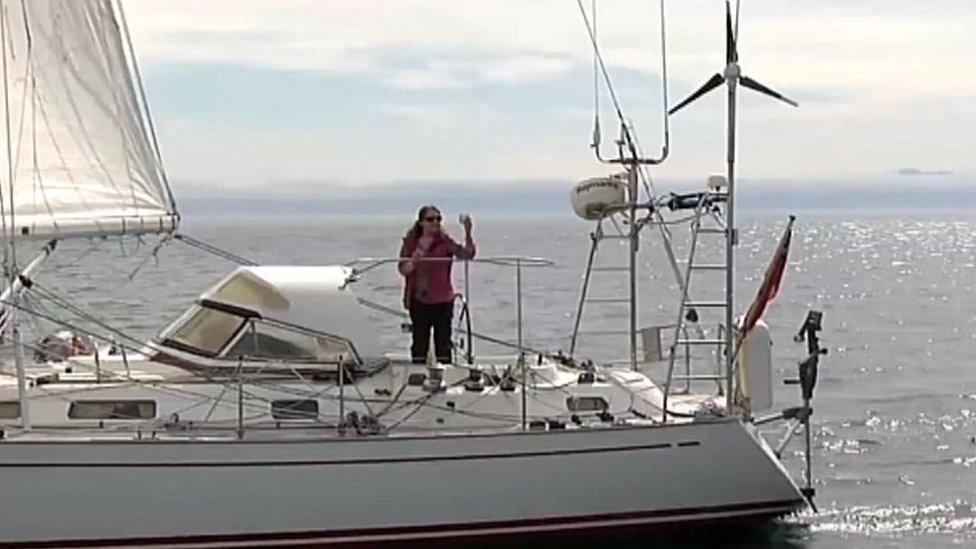 Jeanne Socrates on her 38ft boat Nereida