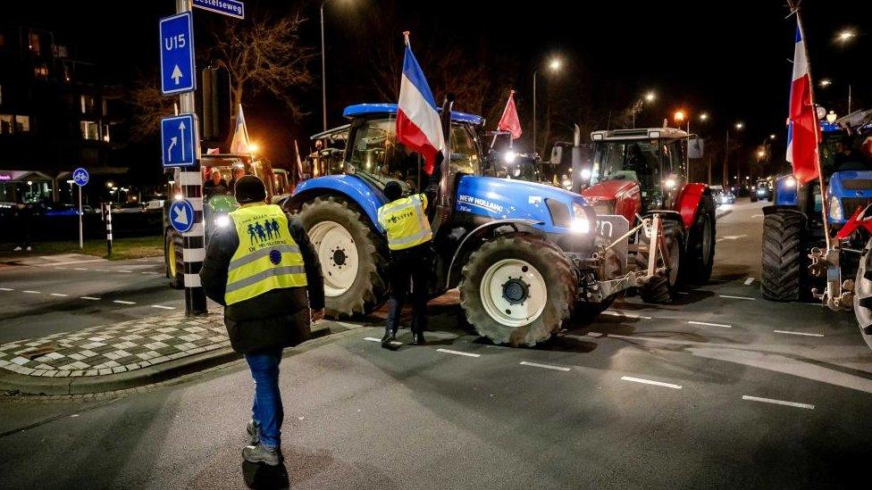 Tractors at the Provincial House of North Brabant during a demonstration in Den Bosch, the Netherlands, 14 March 2023