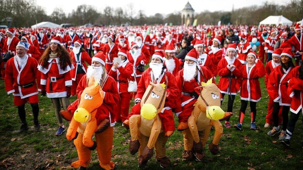 Santas in Victoria Park