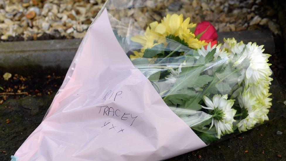 Floral tributes have been left at the scene