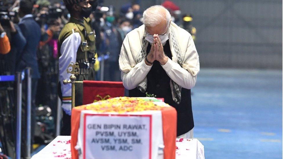 Narendra Modi pays his respects to Gen Bipin Rawat