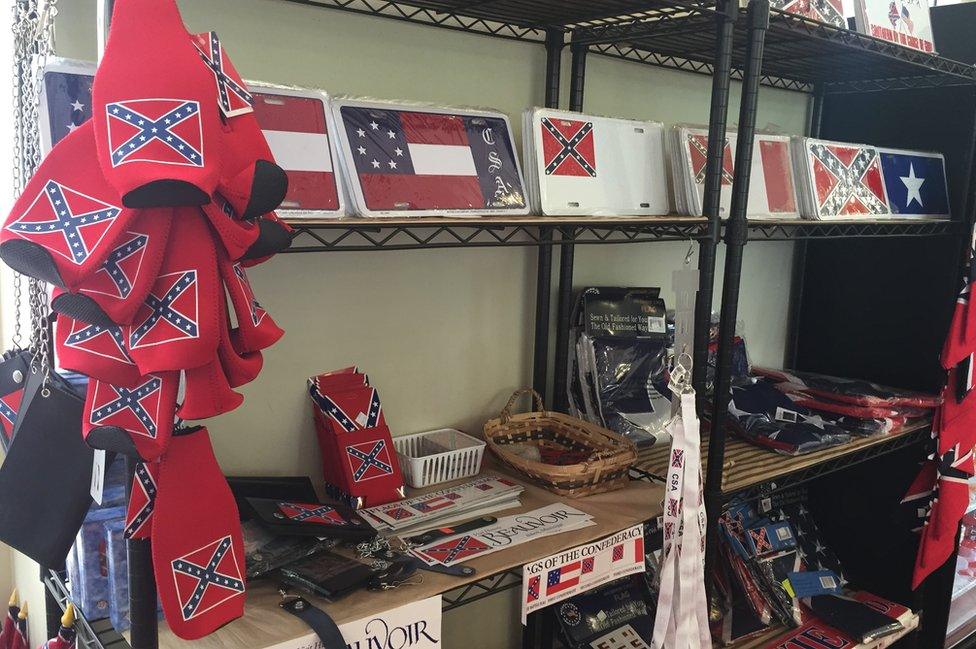 The museum gift shop is full of Confederate imagery