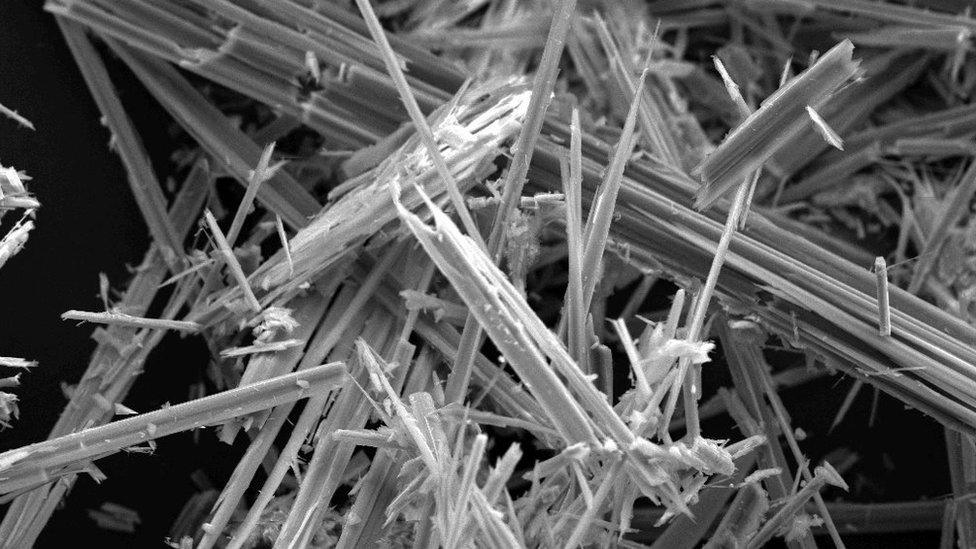 Microscope image of asbestos