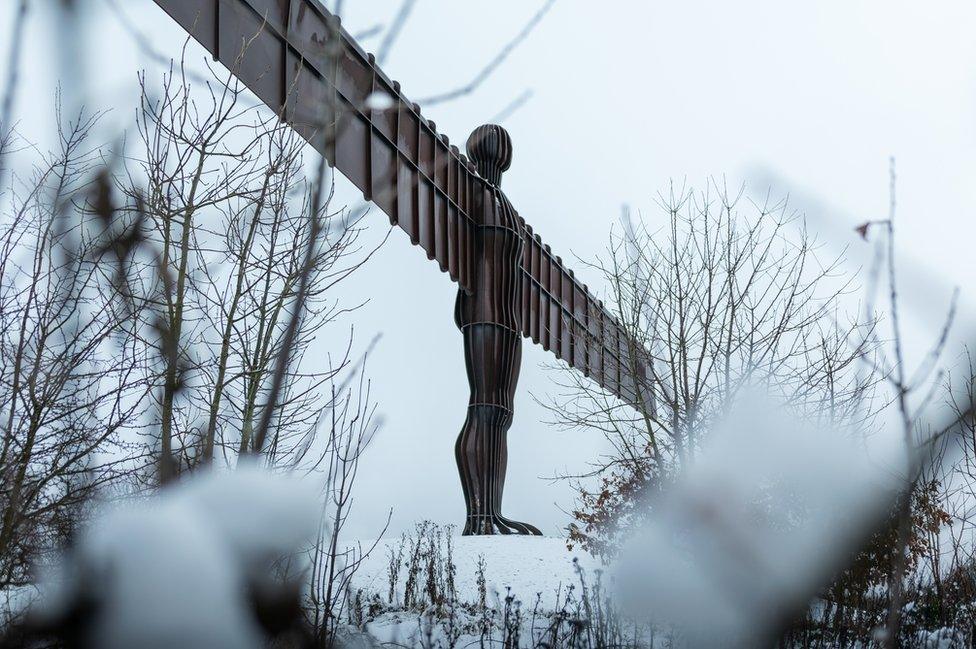 Angel of the North in the snow