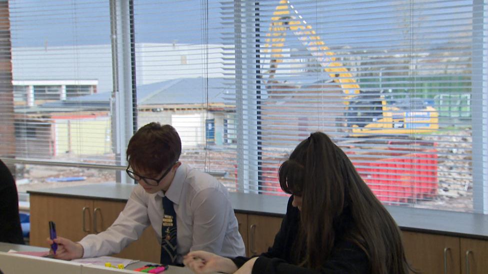 Pupils in new classroom