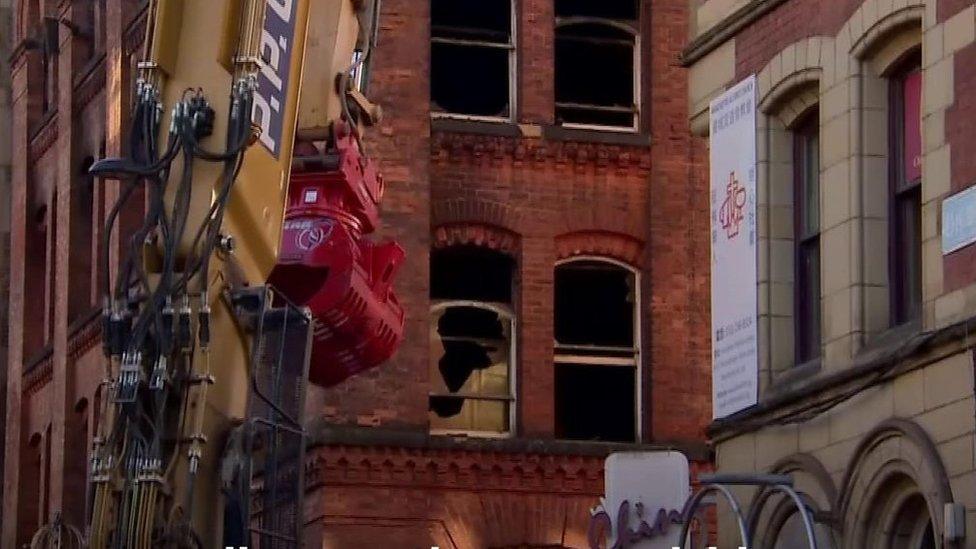 A large fire at a disused building