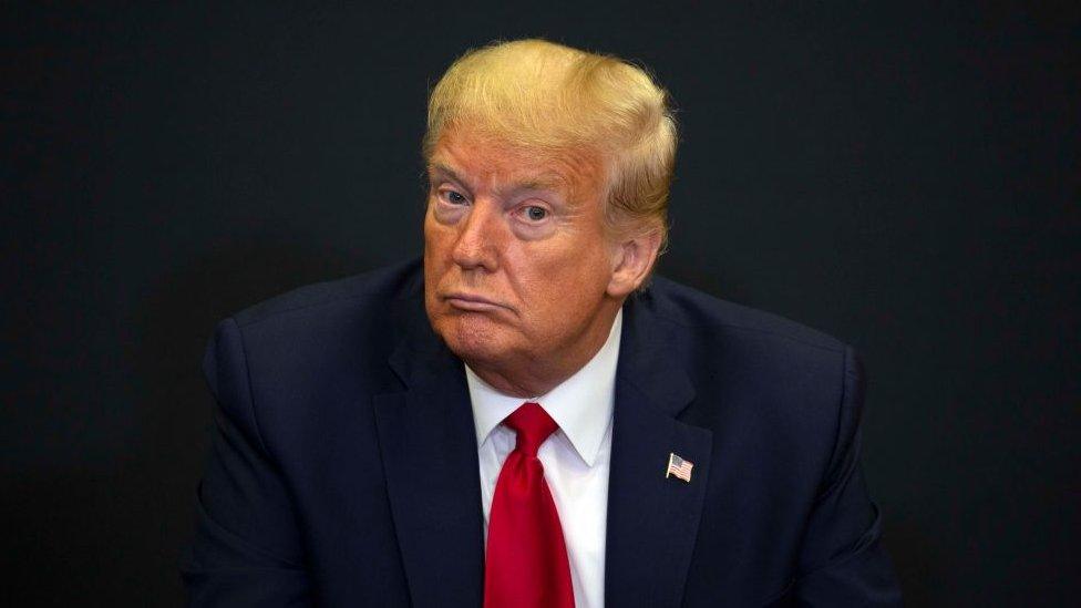 President Donald Trump participates in a press conference at the Kennedy Space Center on 27 May 2020.