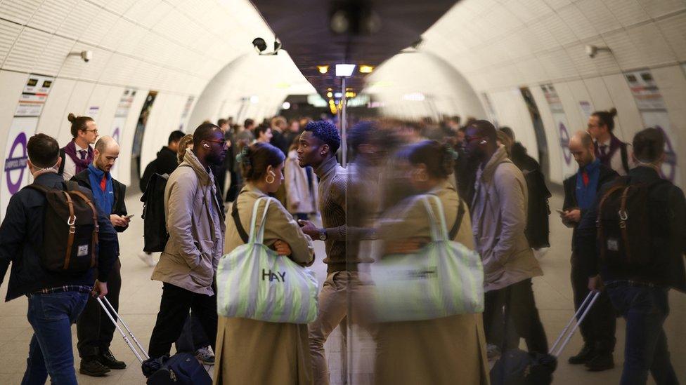 Passengers boarding a train