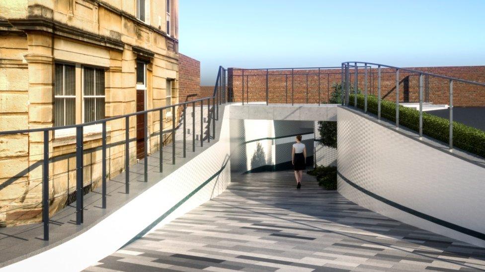 Artist's impression of revamped Gloucester railway station underpass