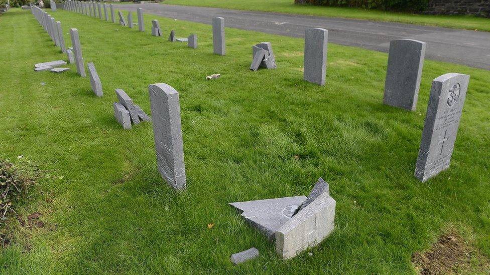 Smashed graves