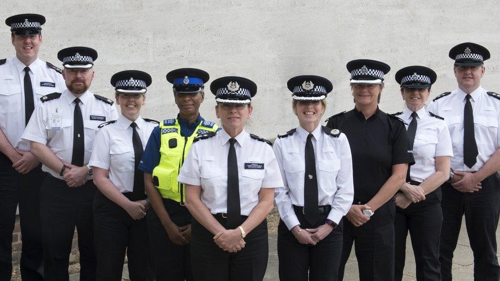 Police officers wearing new gender neutral hats