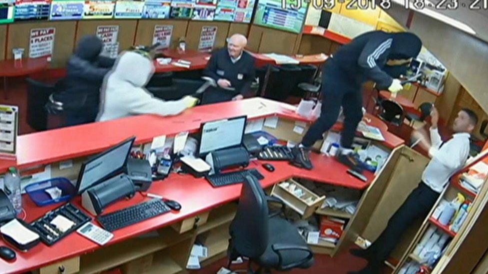 Still from CCTV footage of attempted robbery at bookmakers in County Cork